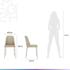 Conjunto de Jantar Mesa Retangular com Vidro Arcádia 6 Cadeiras Lucille - Champanhe c/ Off White