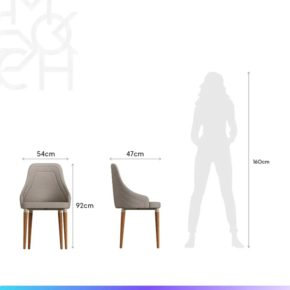 Conjunto de Jantar Mesa Retangular com Vidro Kalina 6 Cadeiras Evelyn - Canella c/ Cinza