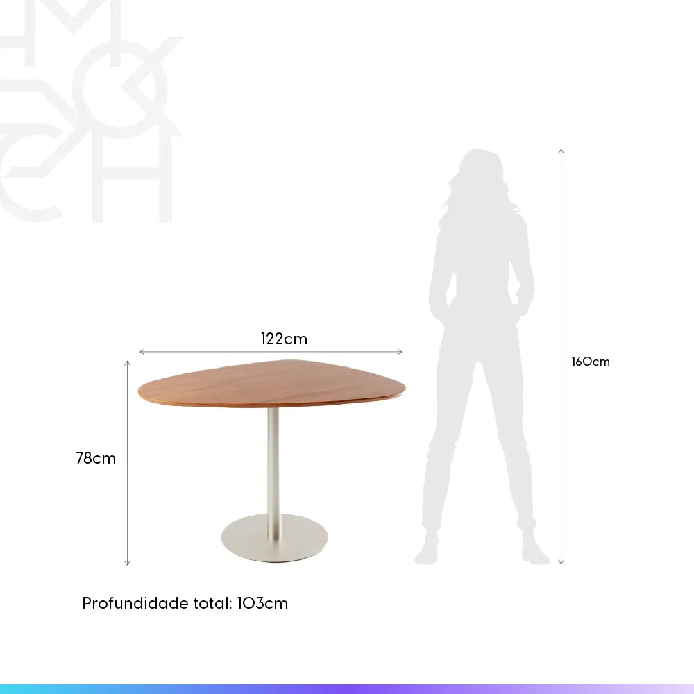 Mesa de Jantar Orgânica para 4 Lugares Kalyx 122 cm - Champanhe c/ Canella