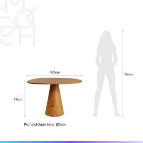 Mesa de Jantar Orgânica para 2 Lugares Sollus 90 cm - Freijó