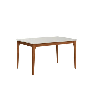 Mesa de Jantar Retangular c/ Vidro para 6 Lugares Ella 160 cm - Natural c/ Off White Fosco