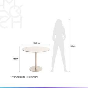 Conjunto de Jantar Mesa Redonda com Vidro Cloe 4 Cadeiras Lara - Champanhe c/ Off White