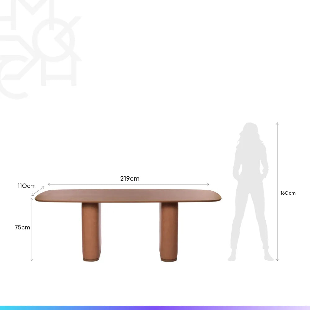 Conjunto de Jantar Mesa Retangular Lintz com 8 Cadeiras Dakota - Canella c/ Caramelo