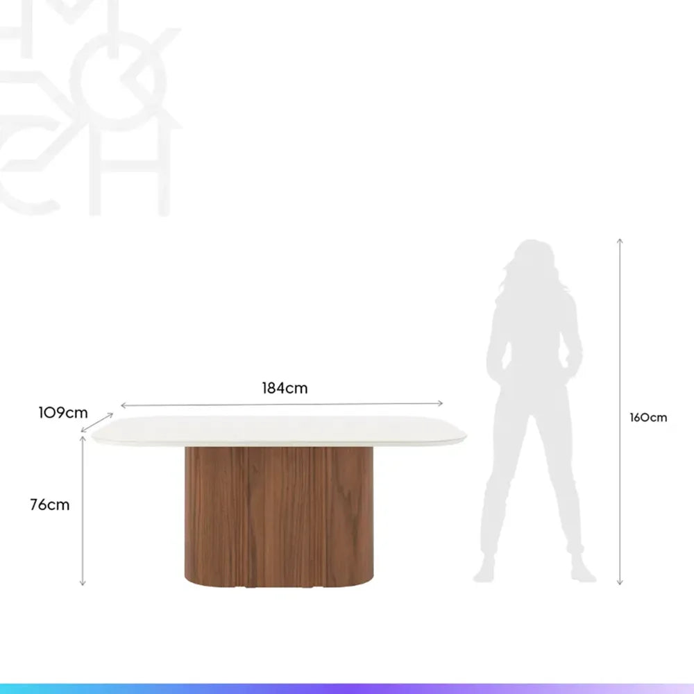 Conjunto de Jantar Mesa Retangular com Vidro Kalina 6 Cadeiras Evelyn - Canella c/ Cinza