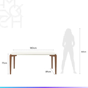 Conjunto de Jantar Mesa Retangular com Vidro Donatella 6 Cadeiras Kalina - Natural c/ Off White