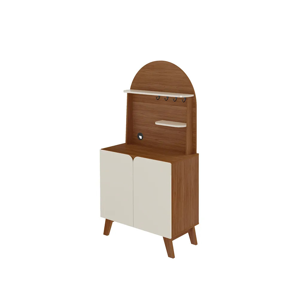 Buffet 2 Portas com Suporte de Xícaras para Sala e Cozinha Siena 80 cm - Natural c/ Off White