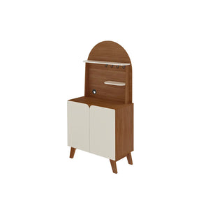 Buffet 2 Portas com Suporte de Xícaras para Sala e Cozinha Siena 80 cm - Natural c/ Off White
