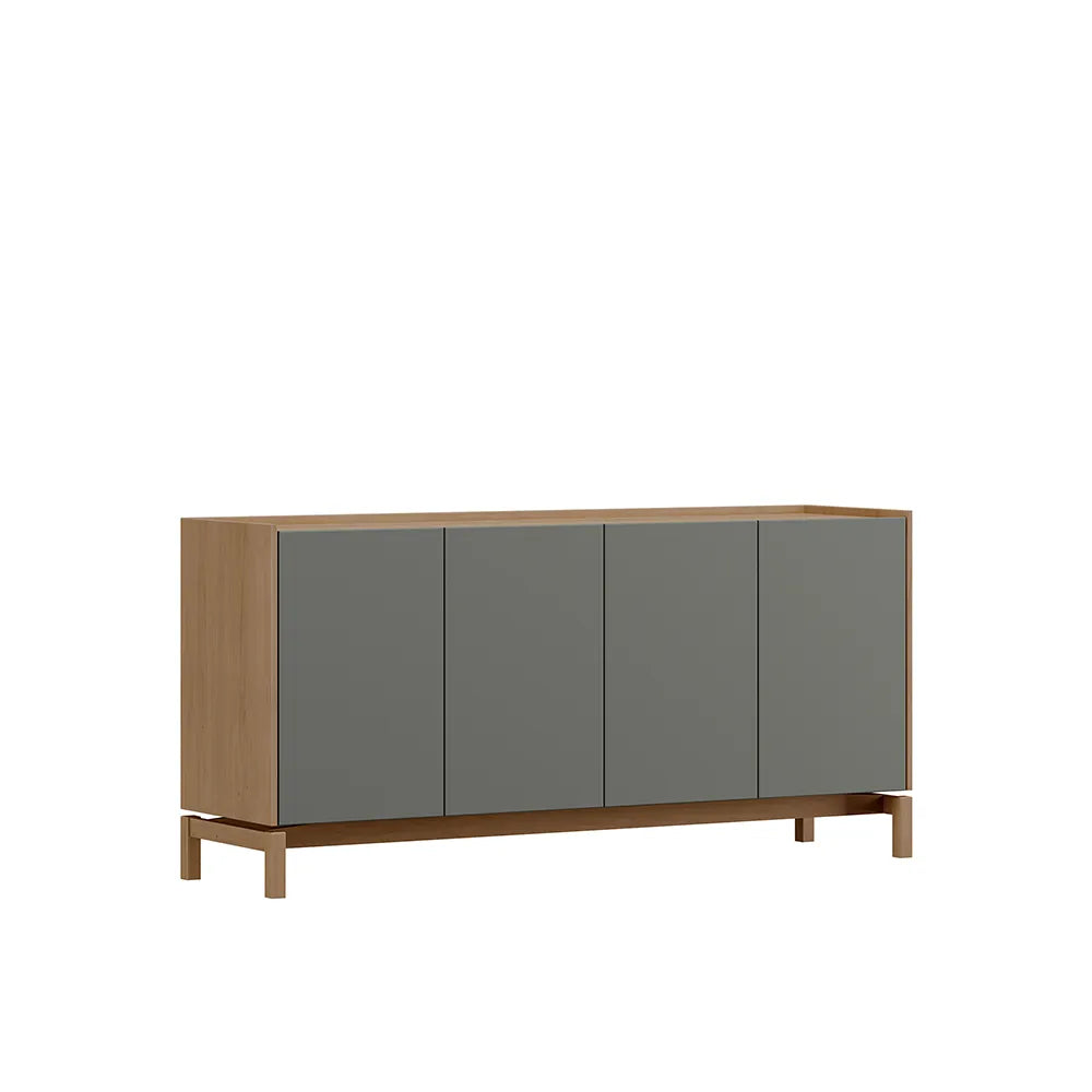Buffet 4 Portas 1 Gaveta Amsterdã 165 cm - Natural c/ Verde