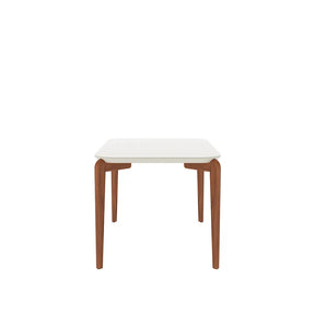 Mesa de Jantar Retangular c/ Vidro para 4 Lugares Donatella 135 cm - Off White Fosco c/ Natural
