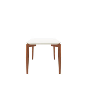 Mesa de Jantar Retangular c/ Vidro para 6 Lugares Donatella 160 cm - Off White Fosco c/ Natural