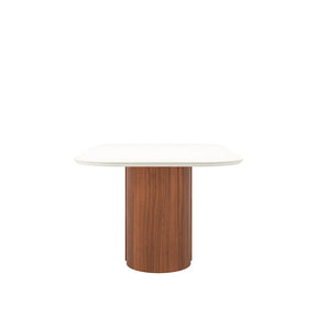 Mesa de Jantar Retangular c/ Vidro para 6 Lugares Kalina 160 cm - Off White Fosco c/ Canella