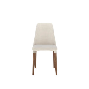 Conjunto de Jantar Mesa Orgânica Kalyx 4 Cadeiras Lara - Champanhe c/ Canella - PU Off White