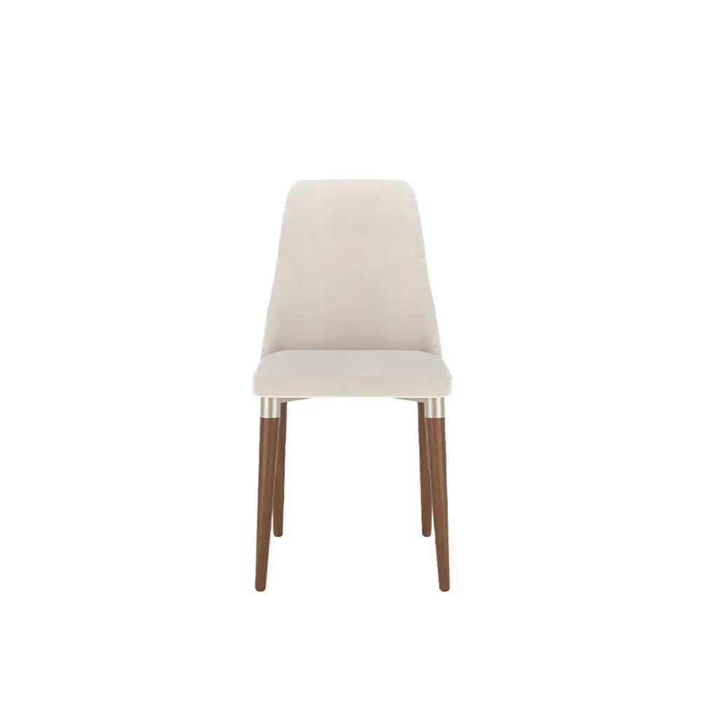 Conjunto de Jantar Mesa Redonda com Vidro Cloe 4 Cadeiras Lara - Champanhe c/ Off White