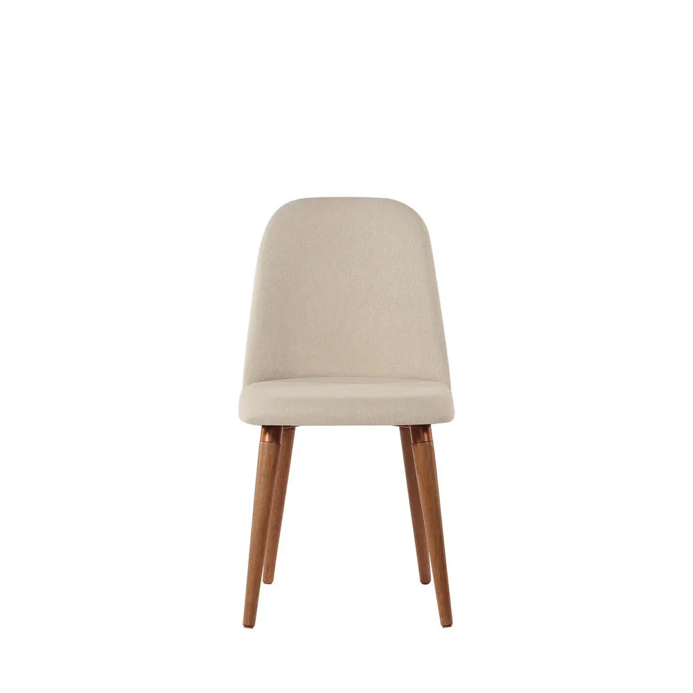 Conjunto de Jantar Mesa Redonda Ollie 4 Cadeiras New Drop - Natural c/ Off White