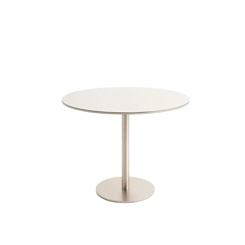 Conjunto de Jantar Mesa Redonda com Vidro Cloe 4 Cadeiras Lara - Champanhe c/ Off White