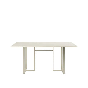 Conjunto de Jantar Mesa Retangular com Vidro Arcádia 6 Cadeiras Lucille - Champanhe c/ Off White