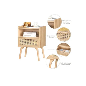 Mesa de Cabeceira de Vime Lerliou em Rattan