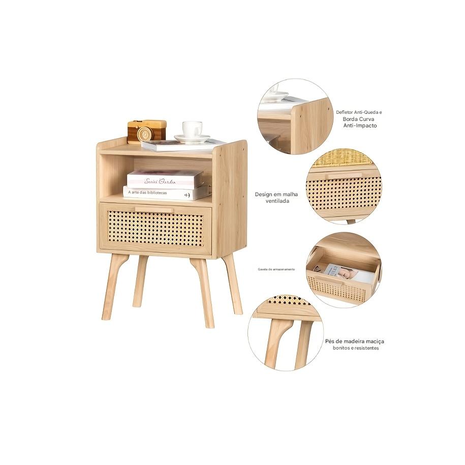 Mesa de Cabeceira de Vime Lerliou em Rattan