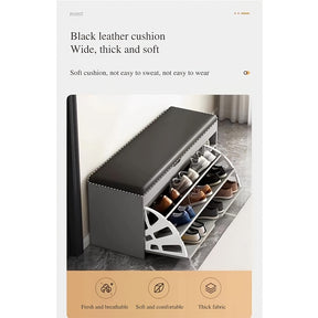 23.62 inch shoe cabinet, integrated multifunctional shoe cabinet for lobby, bedroom, and corridor, with 3 layers of storage space, leather soft bag cushion, convenient and movable, easy to install Gift suitable for giving.