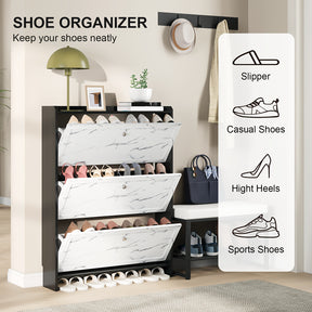 Sapateira com 3 Gavetas Basculantes e 2 Gavetas de Armazenamento + 1 Ano de Garantia