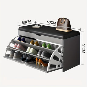 23.62 inch shoe cabinet, integrated multifunctional shoe cabinet for lobby, bedroom, and corridor, with 3 layers of storage space, leather soft bag cushion, convenient and movable, easy to install Gift suitable for giving.