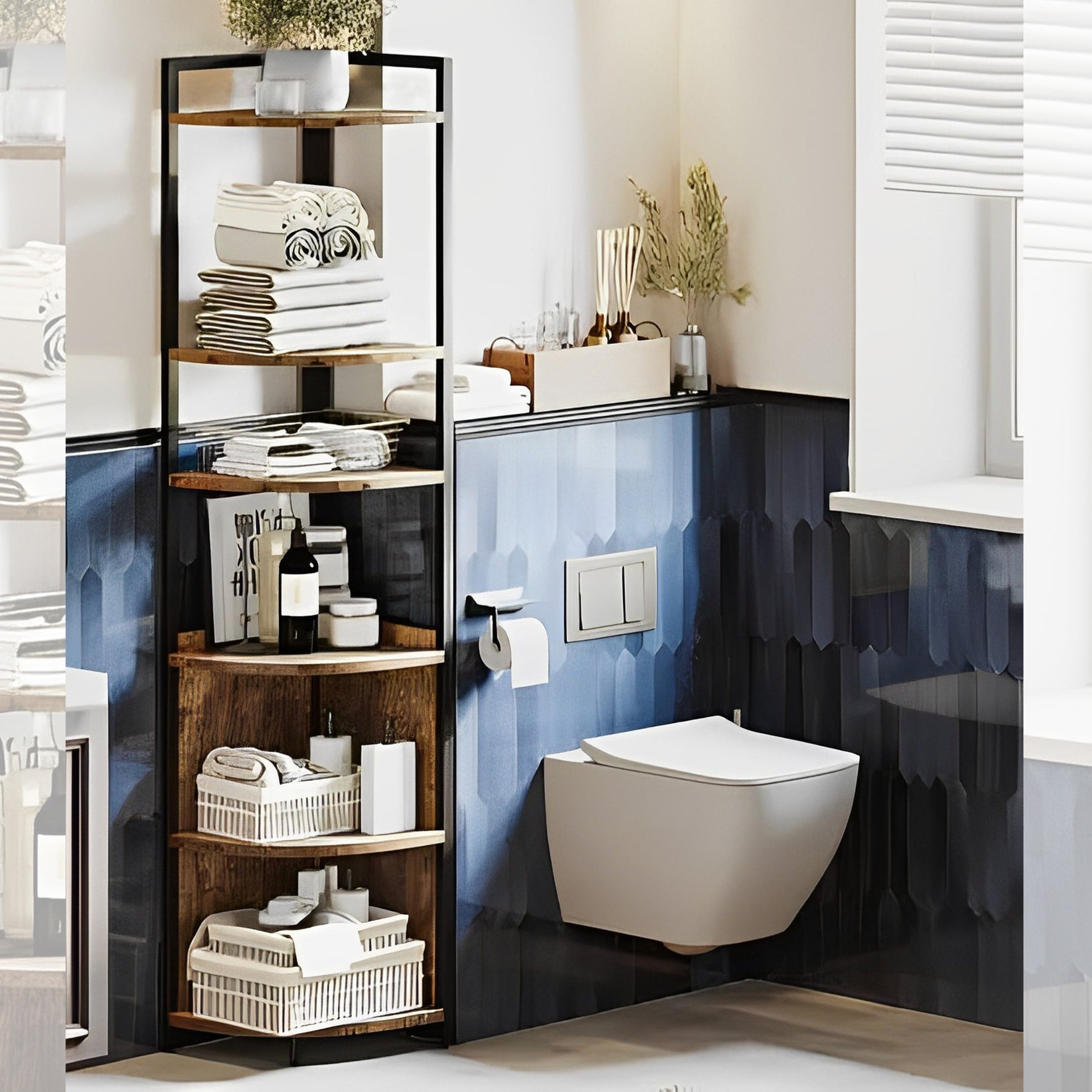 6-Tier Corner Shelf, 71 Inches Corner Bookshelf Multipurpose Storage, Corner Display Rack, Corner Shelf for Living Room, Home Office, Bedroom, Kitchen, Small Space Retro Brown