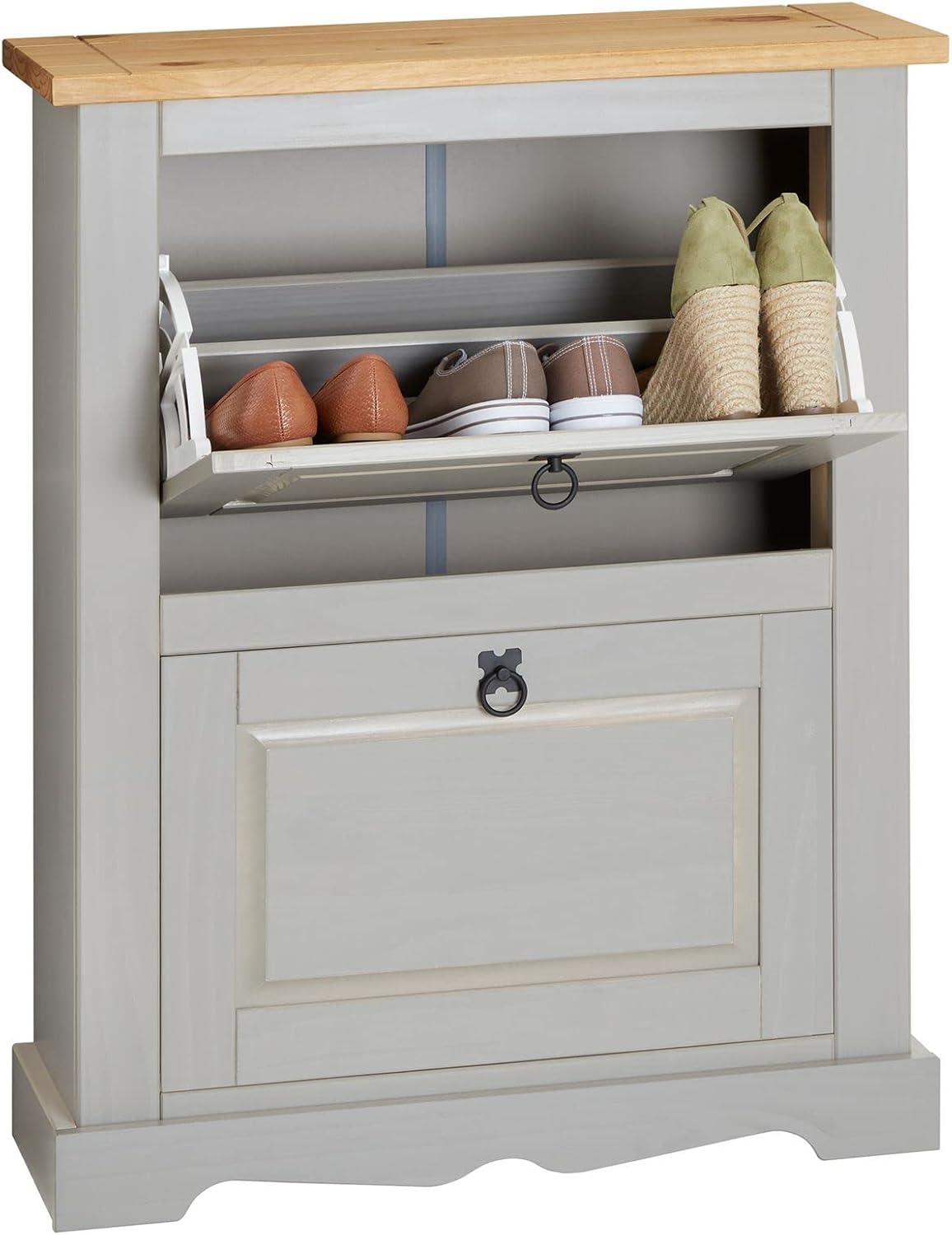 Sapateira Madeira 2 Portas Basculantes 10 Pares Rústico + 1 Ano de Garantia