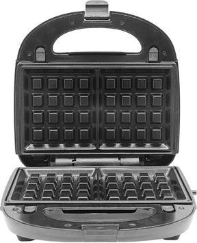 Sanduicheira e Grill Elétrica Antiaderente Preto 3 em 1 850W Compacta e Versátil