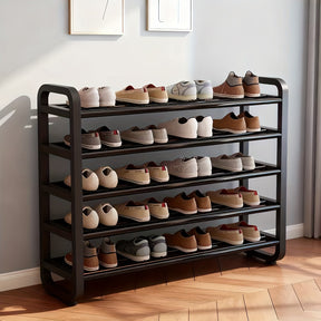 Durable 5-Tier Shoe Rack, Space-Saving Narrow Design, Multi-Layer Iron Craftsmanship Metal and Plastic, No Wood, Floor Mount, Electricity-Free Use, For Entryway and Dorm Storage, Living Room Compatible