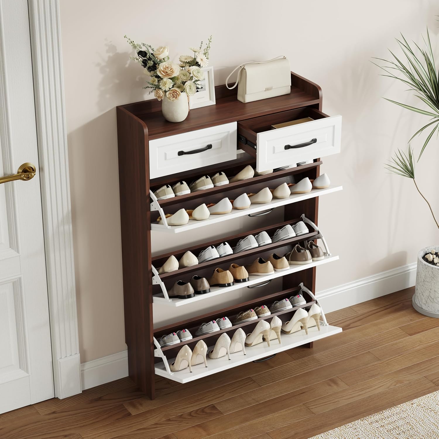 Armário de Sapatos com 3 Portas 2 Gavetas + 1 Ano de Garantia