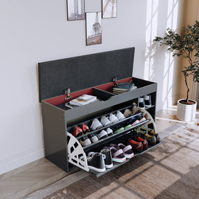 23.62 inch shoe cabinet, integrated multifunctional shoe cabinet for lobby, bedroom, and corridor, with 3 layers of storage space, leather soft bag cushion, convenient and movable, easy to install Gift suitable for giving.