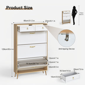 Sapateira com 3 Gavetas Basculantes e 2 Gavetas de Armazenamento + 1 Ano de Garantia