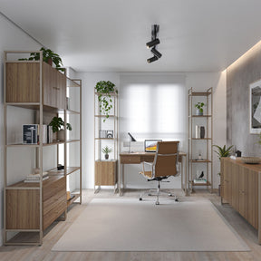 Escrivaninha com 1 Gaveta Voss 120 cm - Freijó c/ Champanhe