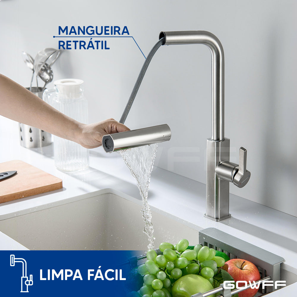 Torneira Misturador Gourmet Cozinha Monocomando Aço Escovado