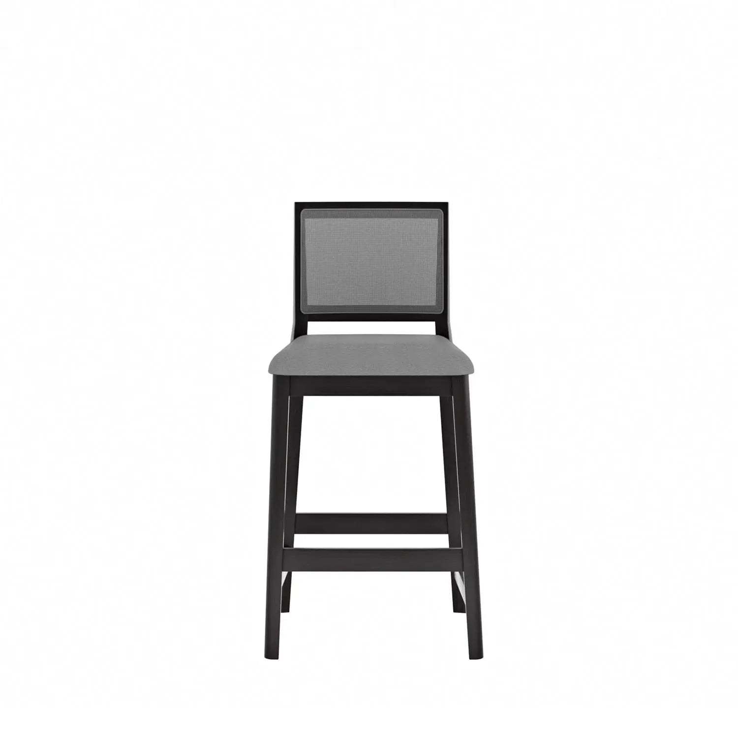 Banqueta Marla - Linho Cinza Mescla c/ Madeira Preta