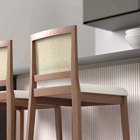 Banqueta Marla - Linho Off White c/ Madeira Natural