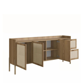 Buffet 3 Portas 2 Gavetas Ander 183 cm - Mel c/ Palhinha - Dourado