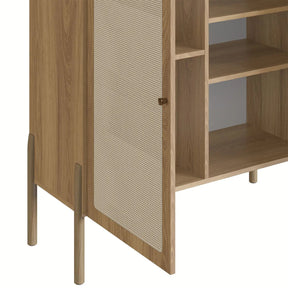 Balcão Buffet 2 Portas Ander 93 cm - Mel c/ Palhinha - Dourado