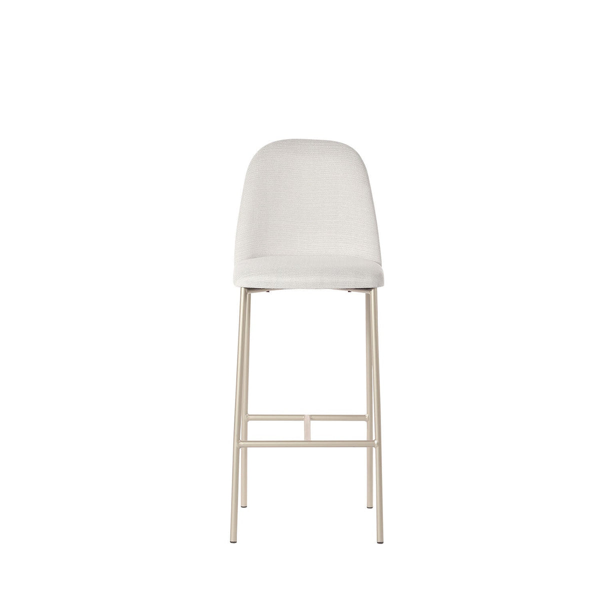 Banqueta Alta de Aço Estofada Lucille - Champanhe c/ Linho Mescla Cru