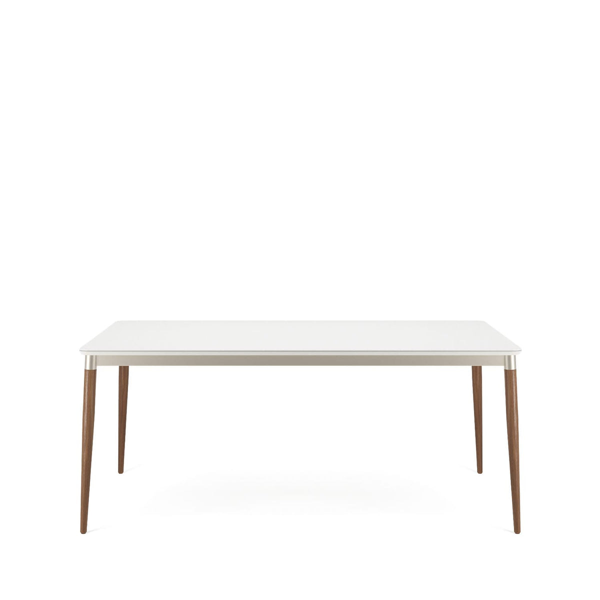 Mesa de Jantar com Vidro Luma 184 cm - Natural c/ Off White Fosco - Champanhe