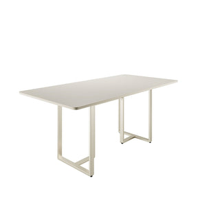 Mesa de Jantar Retangular com Vidro para 6 Lugares Arcádia 184 cm - Champanhe c/ Off White Fosco