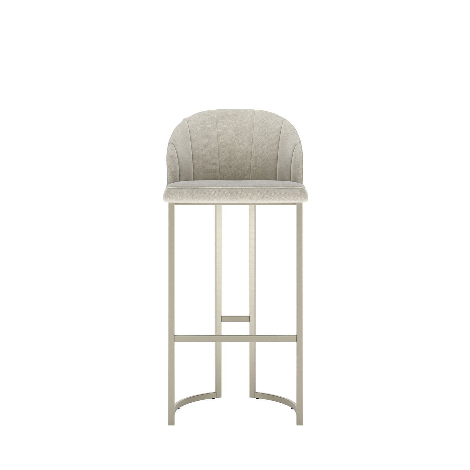 Banqueta Alta de Aço Estofada com Braços Beverly - Champanhe c/ Soft Palha