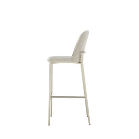 Banqueta Alta de Aço Estofada Lucille - Champanhe c/ Soft Palha