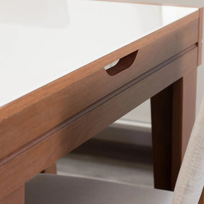 Mesa de Jantar Extensível Smart 120/180 cm - Imbuia c/ Vidro Branco