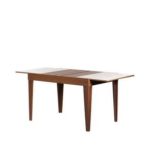 Mesa de Jantar Extensível Smart 120/180 cm - Imbuia c/ Vidro Branco