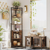 6-Tier Corner Shelf, 71 Inches Corner Bookshelf Multipurpose Storage, Corner Display Rack, Corner Shelf for Living Room, Home Office, Bedroom, Kitchen, Small Space Retro Brown