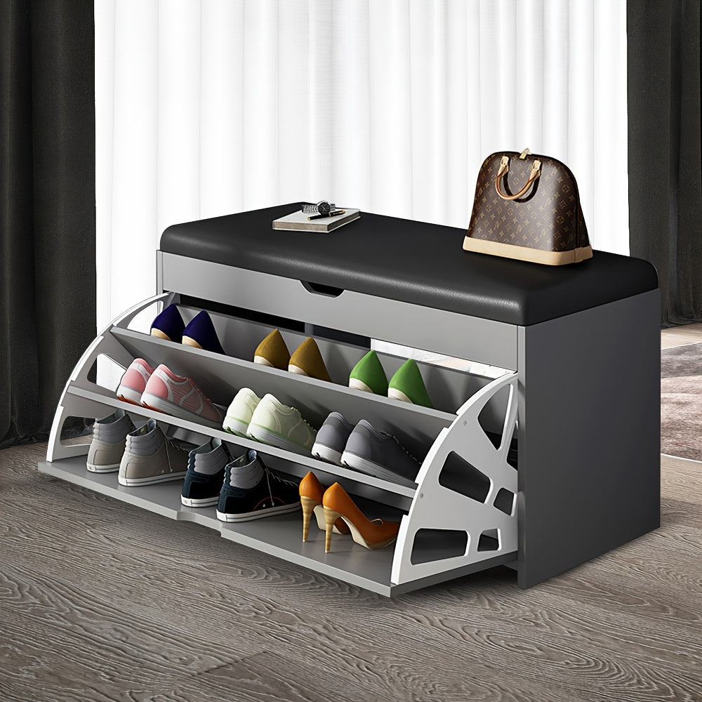 23.62 inch shoe cabinet, integrated multifunctional shoe cabinet for lobby, bedroom, and corridor, with 3 layers of storage space, leather soft bag cushion, convenient and movable, easy to install Gift suitable for giving.