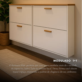 Sapateira Suspensa De Parede Vertical 2 Portas Basculante Moderna Estilo Minimalista Organizar