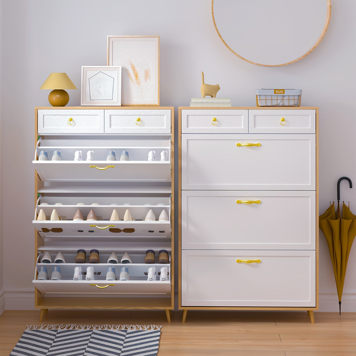 Sapateira com 3 Gavetas Basculantes e 2 Gavetas de Armazenamento + 1 Ano de Garantia