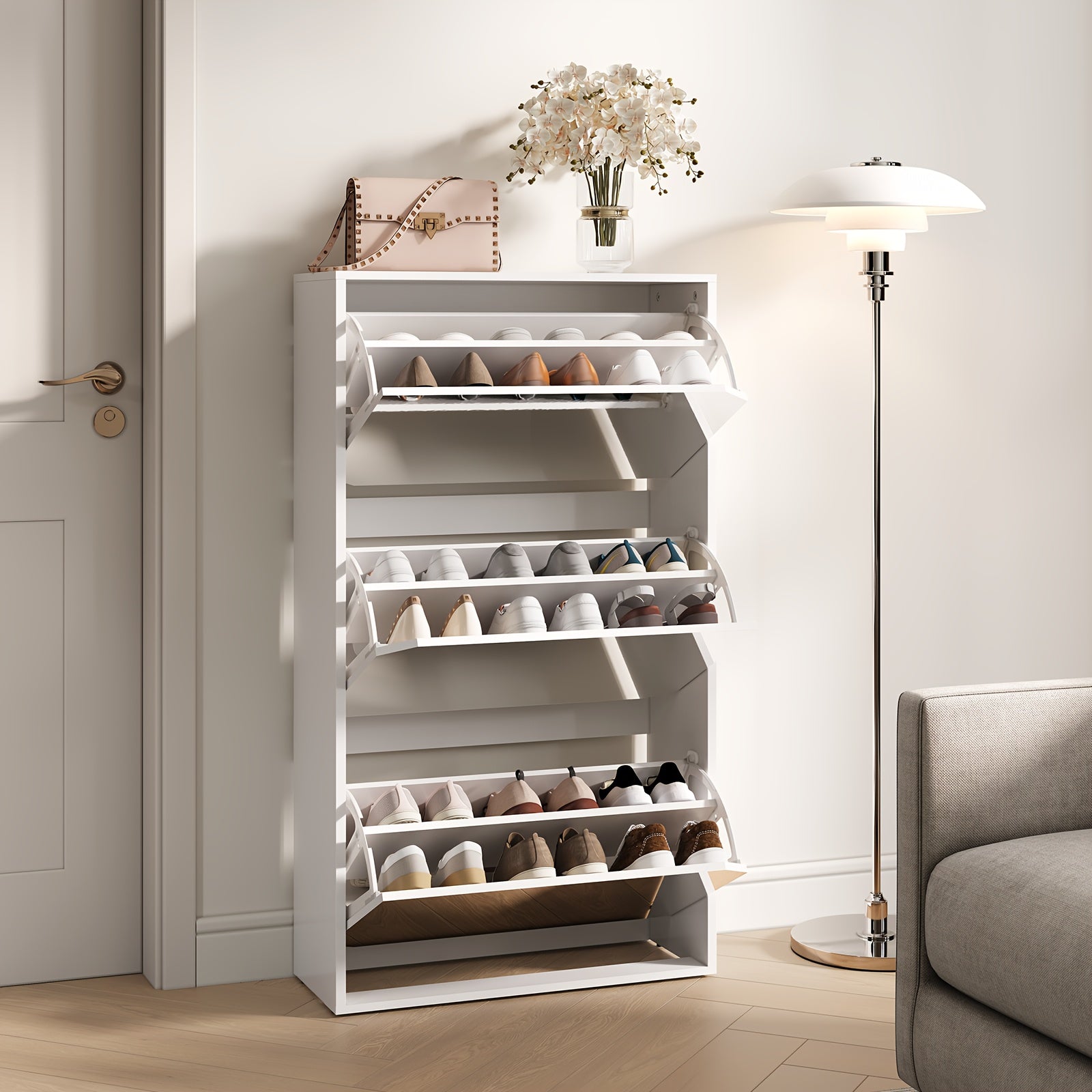 Sapateira com 3 Gavetas Basculantes e 2 Gavetas de Armazenamento + 1 Ano de Garantia